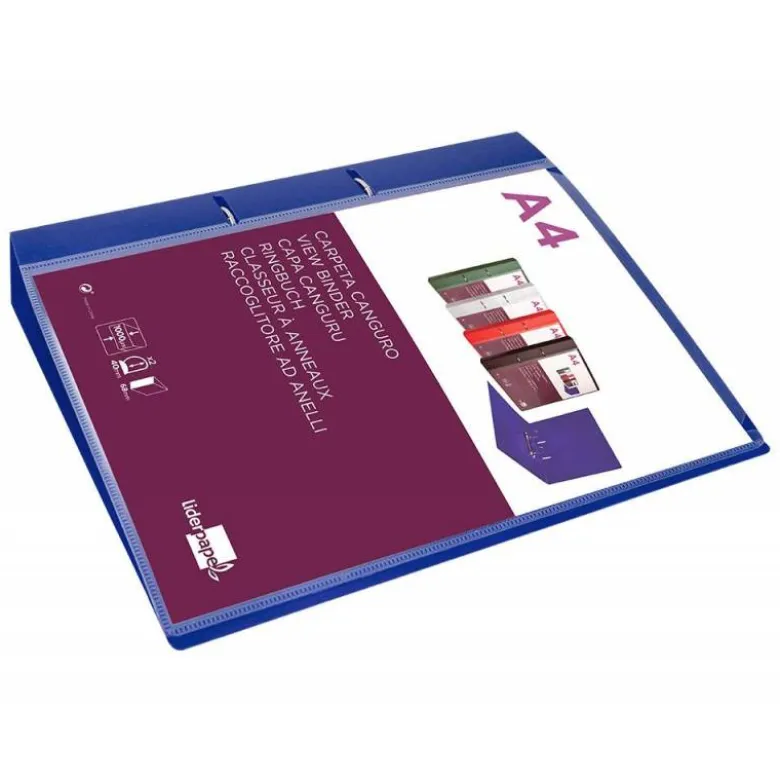 CARPETA LIDERPAPEL CANGURO 2 ANILLAS 40 MM MIXTAS POLIPROPILENO DIN A4 AZUL