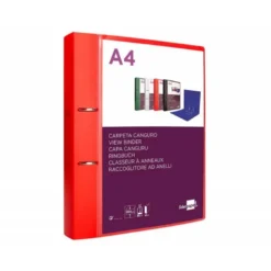 CARPETA LIDERPAPEL CANGURO 2 ANILLAS 40 MM MIXTAS POLIPROPILENO DIN A4 ROJO