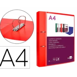CARPETA LIDERPAPEL CANGURO 2 ANILLAS 40 MM MIXTAS POLIPROPILENO DIN A4 ROJO