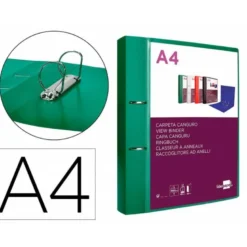 CARPETA LIDERPAPEL CANGURO 2 ANILLAS 40 MM MIXTAS POLIPROPILENO DIN A4 VERDE