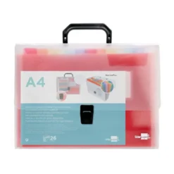 Carpeta liderpapel clasificador fuelle 45144 polipropileno Din A4 transparente con asa spectrafile 26 departamentos