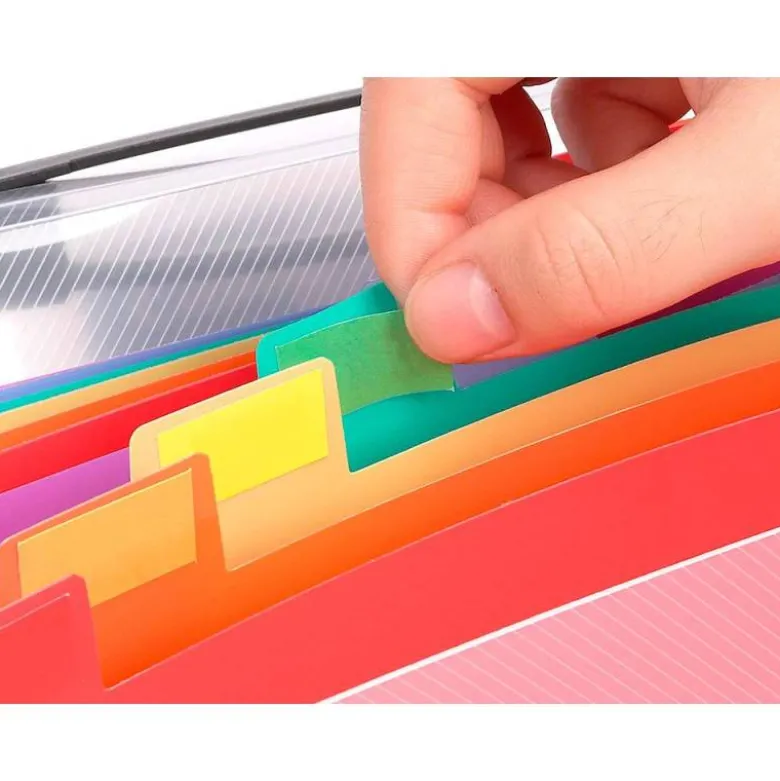 Carpeta liderpapel clasificador fuelle 45144 polipropileno Din A4 transparente con asa spectrafile 26 departamentos