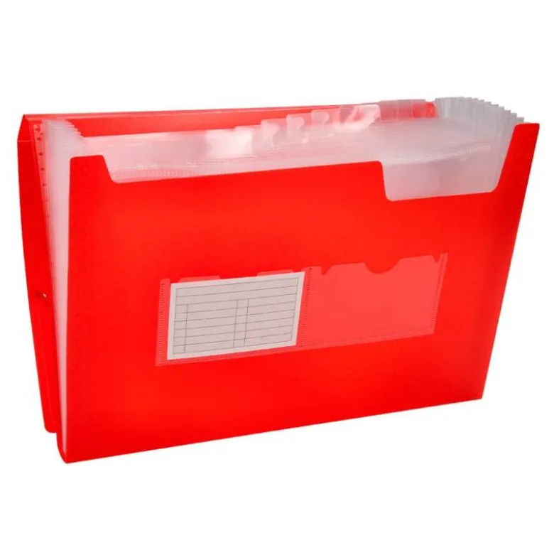 Carpeta liderpapel clasificador fuelle 32110 polipropileno Din A4 rojo transparente 13 departamentos.