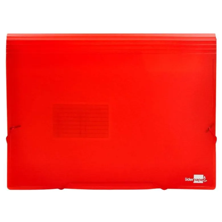 Carpeta liderpapel clasificador fuelle 32110 polipropileno Din A4 rojo transparente 13 departamentos.