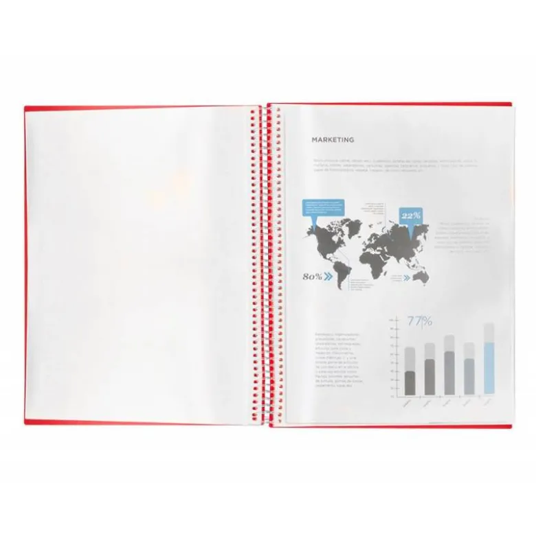 Carpeta Liderpapel con 60 fundas espiral escaparate roja