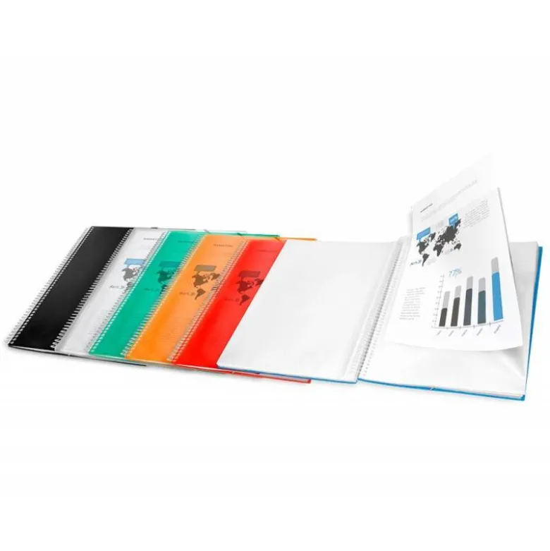 Carpeta Liderpapel con 60 fundas espiral escaparate roja