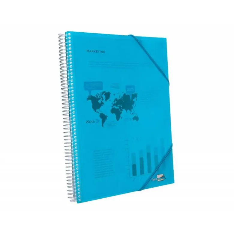 Carpeta Liderpapel con 60 fundas espiral escaparate azul
