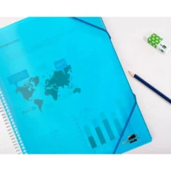 Carpeta Liderpapel con 60 fundas espiral escaparate azul