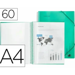 Carpeta Liderpapel con 60 fundas espiral escaparate verde