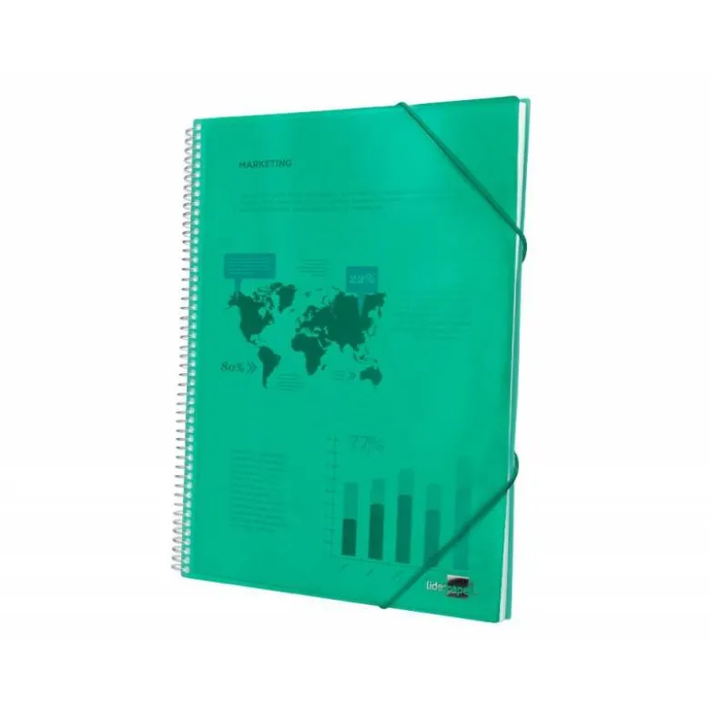 Carpeta Liderpapel con 40 fundas espiral escaparate verde
