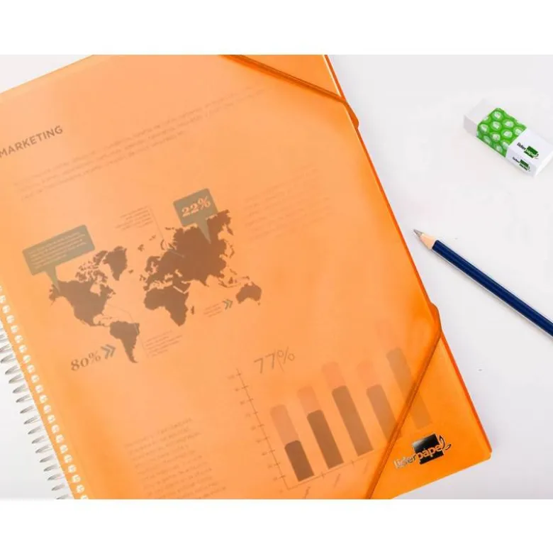 Carpeta Liderpapel con 60 fundas espiral escaparate naranja