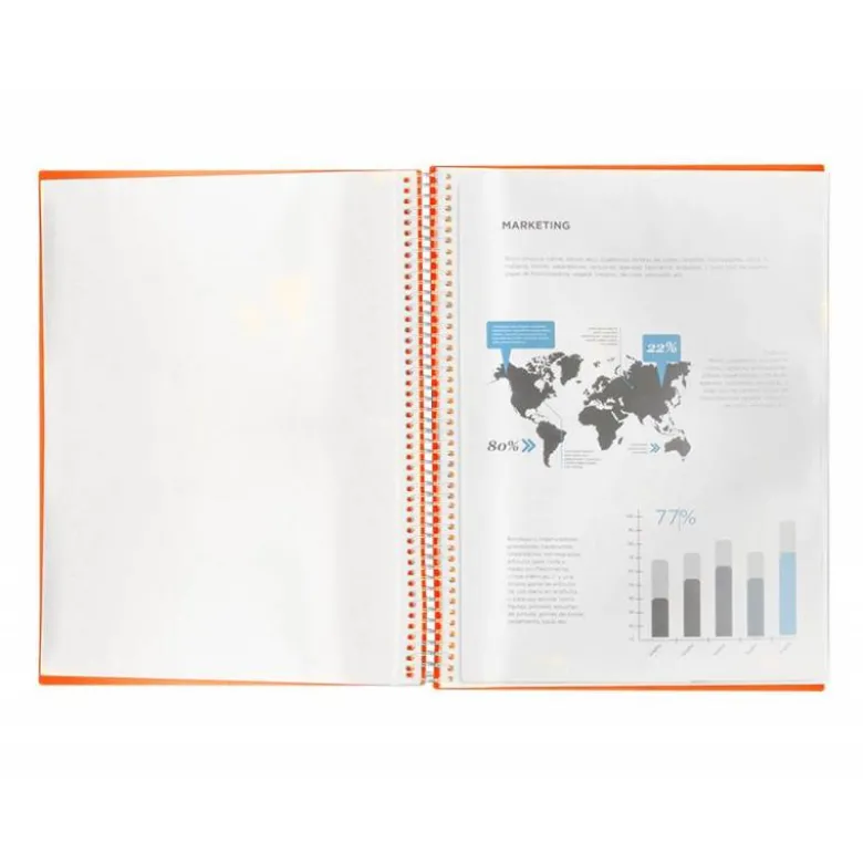 Carpeta Liderpapel con 60 fundas espiral escaparate naranja