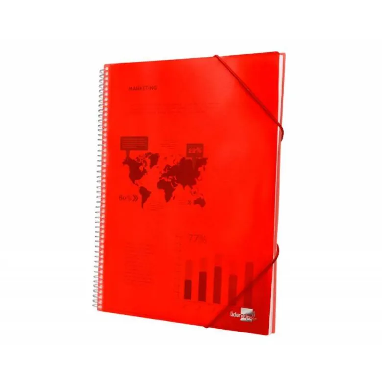 Carpeta Liderpapel con 80 fundas espiral escaparate roja