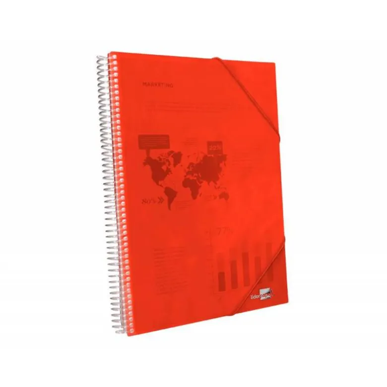 Carpeta Liderpapel con 80 fundas espiral escaparate roja