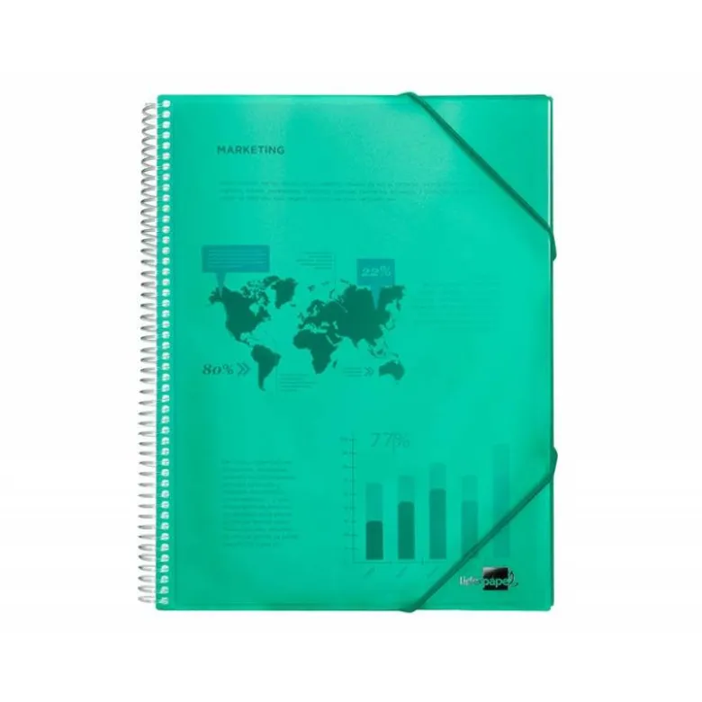Carpeta Liderpapel con 80 fundas espiral escaparate verde