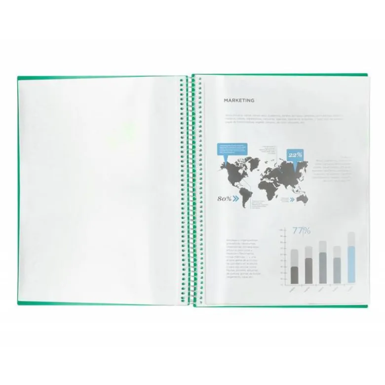 Carpeta Liderpapel con 80 fundas espiral escaparate verde