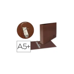 Carpeta Liderpapel cuarto 2 anillas carton apaisado cuero