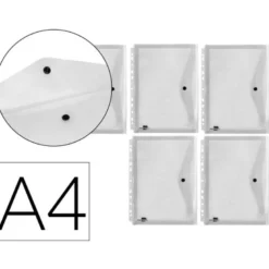 Carpeta liderpapel dossier broche 36664 polipropileno din a4 pack de 5 incolora transparente multitaladro