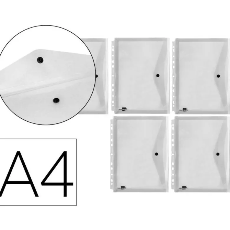 Carpeta liderpapel dossier broche 36664 polipropileno din a4 pack de 5 incolora transparente multitaladro