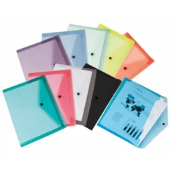 CARPETA LIDERPAPEL DOSSIER BROCHE TRANSPARENTE DIN A4 PAQUETE DE 12 UNIDADES COLORES SURTIDOS