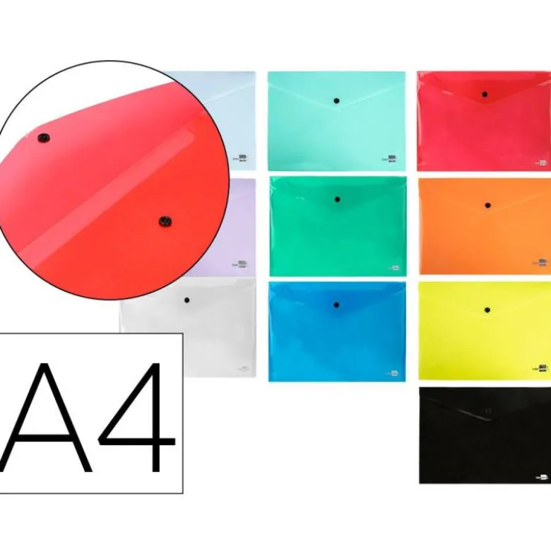 CARPETA LIDERPAPEL DOSSIER BROCHE TRANSPARENTE DIN A4 COLORES SURTIDOS PAQUETE DE 5 RETRACTILADO
