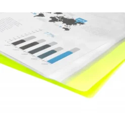 CARPETA LIDERPAPEL ESCAPARATE 60 FUNDAS POLIPROPILENO DIN A4 AMARILLO FLUOR OPACO