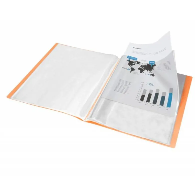 CARPETA LIDERPAPEL ESCAPARATE 60 FUNDAS POLIPROPILENO DIN A4 NARANJA FLUOR OPACO