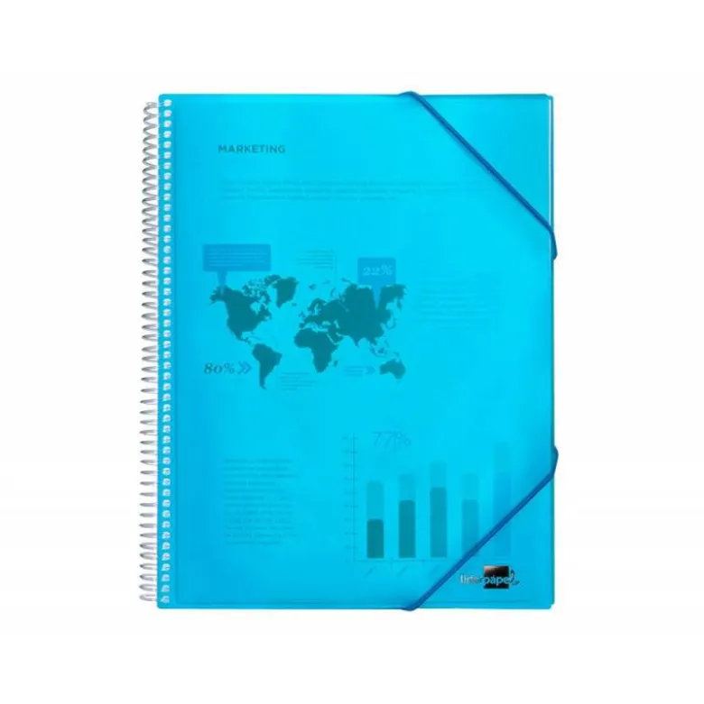 Carpeta Liderpapel escaparate azul con 30 fundas espiral