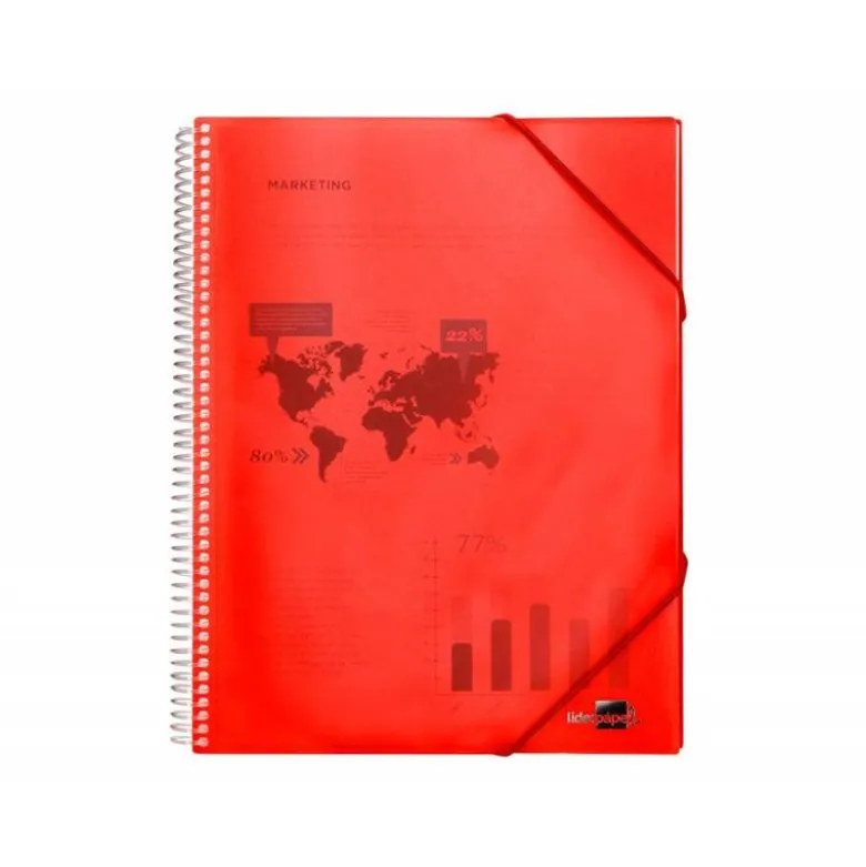 Carpeta Liderpapel escaparate roja con 30 fundas espiral