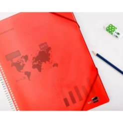 Carpeta Liderpapel escaparate roja con 30 fundas espiral