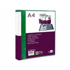 Carpeta Liderpapel 60 fundas canguro pp Din A4 verde translucido portada y lomo personalizable