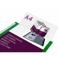 Carpeta Liderpapel 60 fundas canguro pp Din A4 verde translucido portada y lomo personalizable