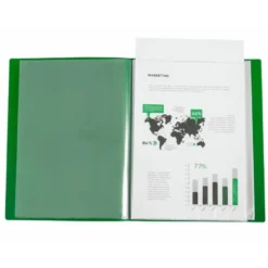 Carpeta Liderpapel 60 fundas canguro pp Din A4 verde translucido portada y lomo personalizable