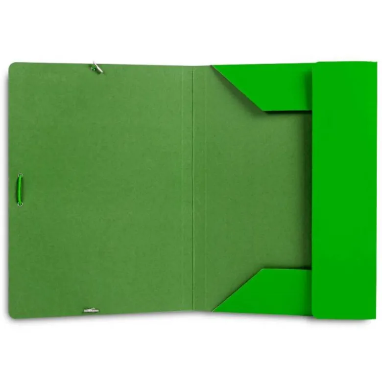 CARPETA LIDERPAPEL GOMAS FOLIO 3 SOLAPAS CARTON PLASTIFICADO COLOR VERDE