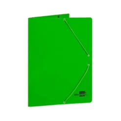 CARPETA LIDERPAPEL GOMAS FOLIO 3 SOLAPAS CARTON PLASTIFICADO COLOR VERDE