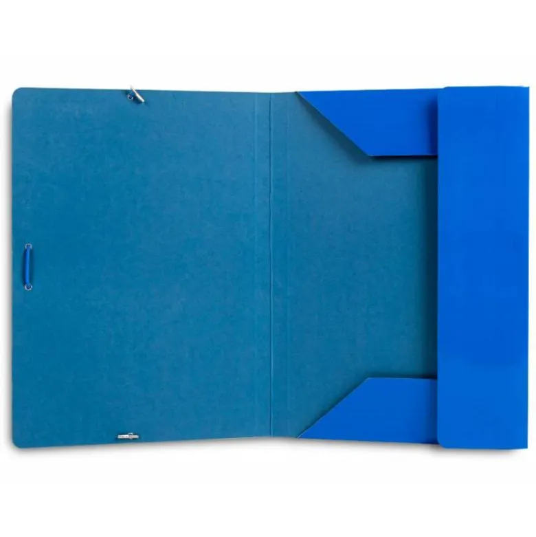 CARPETA LIDERPAPEL GOMAS FOLIO 3 SOLAPAS CARTON PLASTIFICADO COLOR AZUL