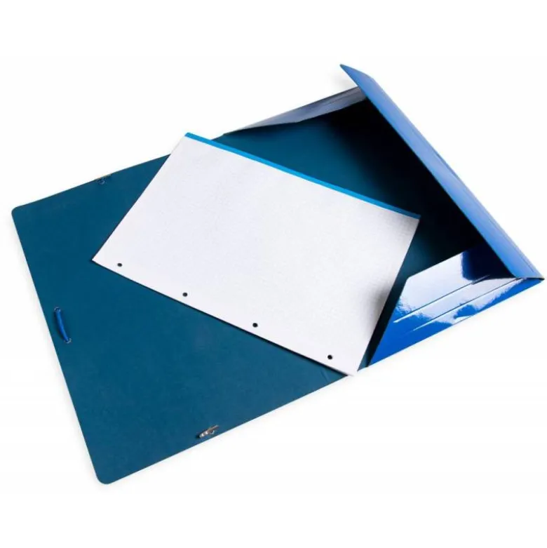 CARPETA LIDERPAPEL GOMAS FOLIO 3 SOLAPAS CARTON PLASTIFICADO COLOR AZUL