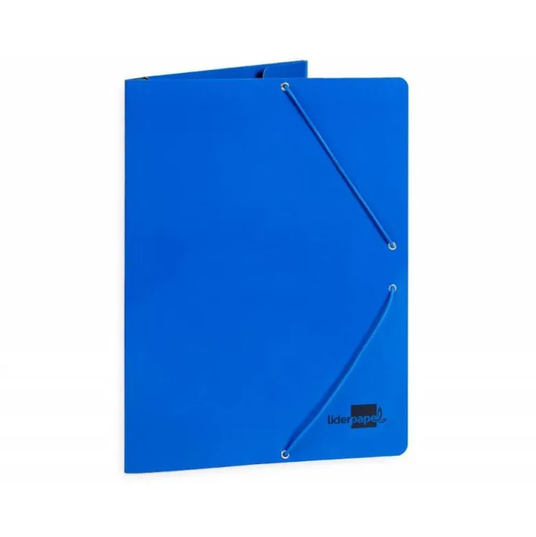 CARPETA LIDERPAPEL GOMAS FOLIO 3 SOLAPAS CARTON PLASTIFICADO COLOR AZUL