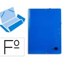 CARPETA LIDERPAPEL GOMAS FOLIO 3 SOLAPAS CARTON PLASTIFICADO COLOR AZUL