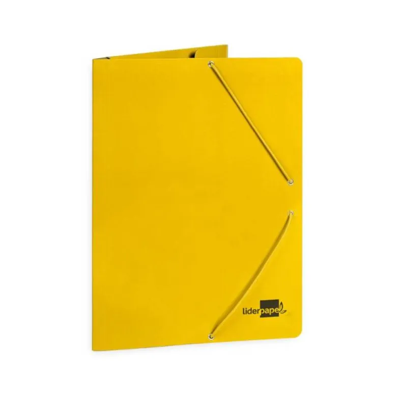 CARPETA LIDERPAPEL GOMAS FOLIO 3 SOLAPAS CARTON PLASTIFICADO COLOR AMARILLO