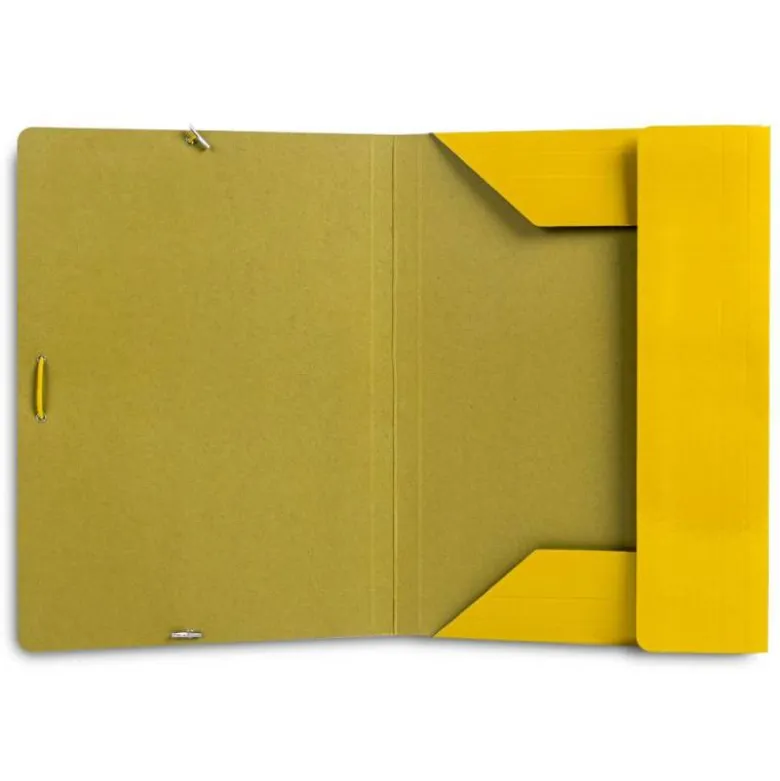 CARPETA LIDERPAPEL GOMAS FOLIO 3 SOLAPAS CARTON PLASTIFICADO COLOR AMARILLO