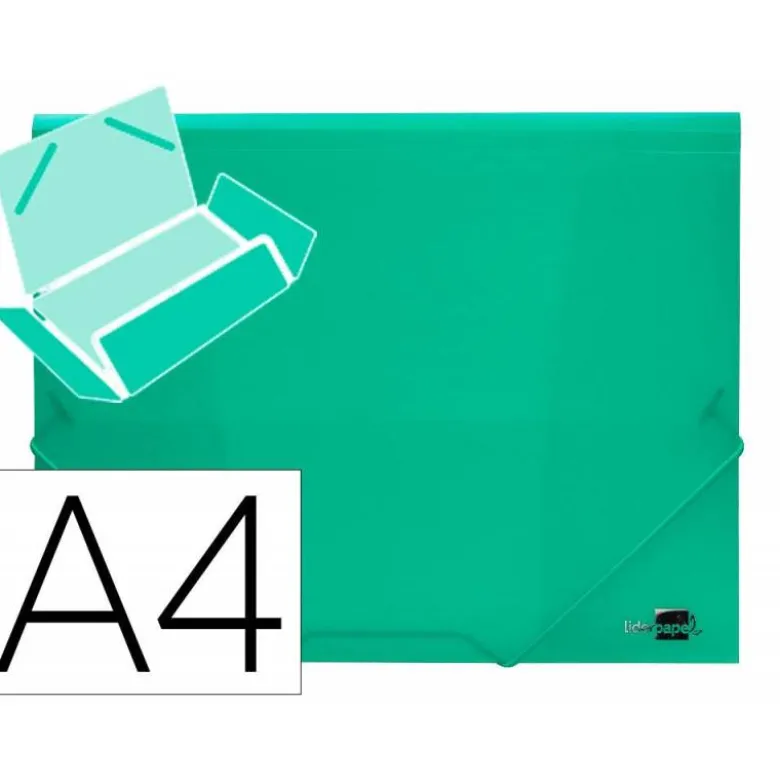 Carpeta liderpapel gomas solapas 34963 polipropileno din a4 verde translucido