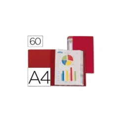 Carpeta Liderpapel personaliza 31740 60 fundas polipropileno Din A4 rojo lomo personalizable.