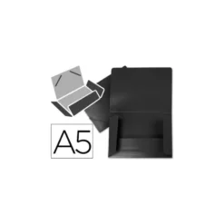 Carpeta lomo flexible gomas con solapas marca Liderpapel Din A5 negro opaco