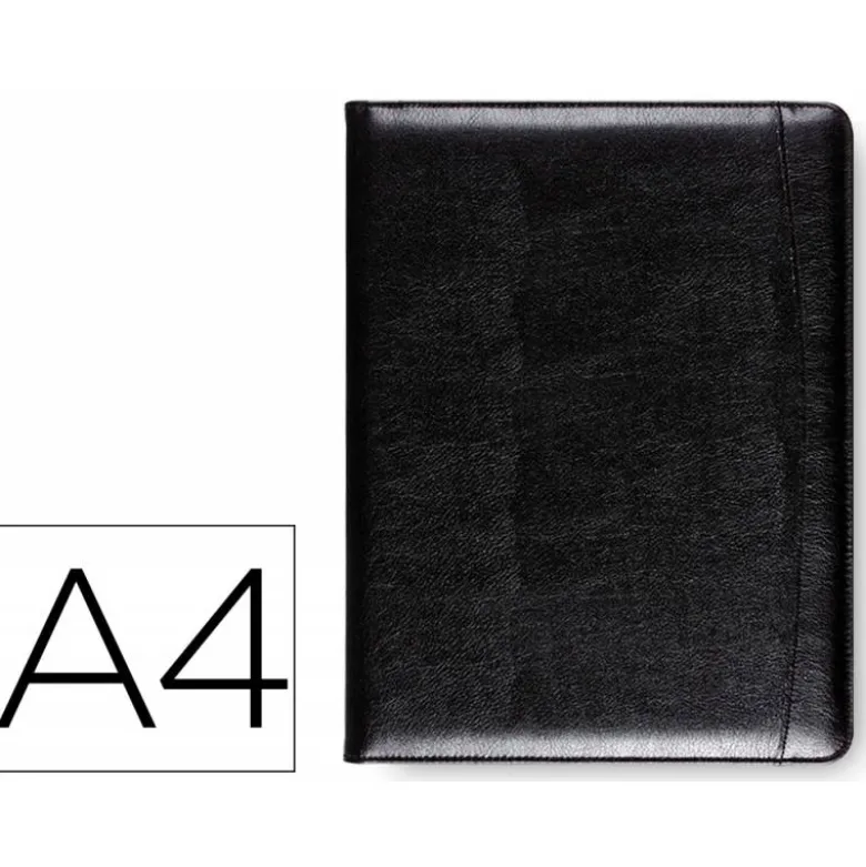 Carpeta portafolios q-connect sin cremallera sin asas con departamentos interiores colornegro 320x250 mm