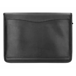 Carpeta portafolios q-connect cremallera 4 anillas 20 mm concalculadora con bolsa para movil color negro 260x355 mm