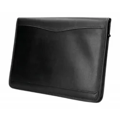Carpeta portafolios q-connect cremallera 4 anillas 20 mm concalculadora con bolsa para movil color negro 260x355 mm