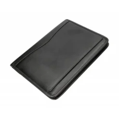 Carpeta portafolios q-connect cremallera 4 anillas 20 mm concalculadora con bolsa para movil color negro 260x355 mm