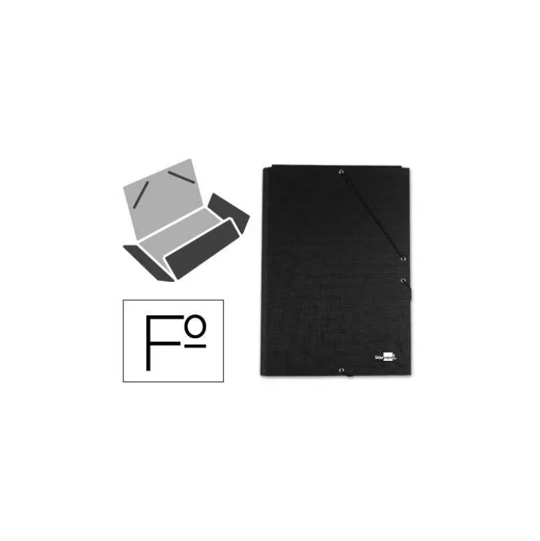 Carpetas de gomas carton forrado Paper Coat Liderpapel Folio negro