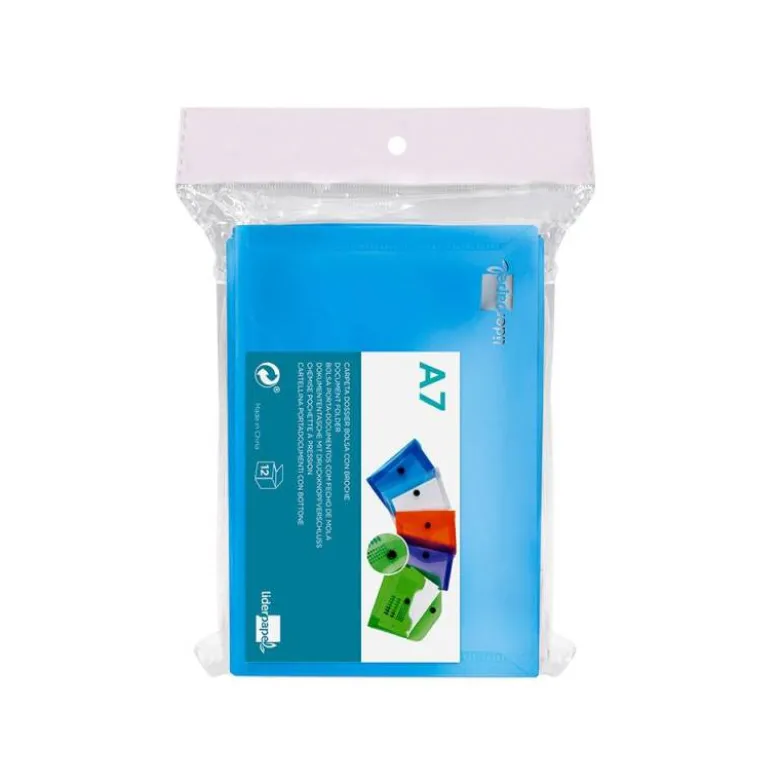 Carpeta sobre Liderpapel cierre broche azul Din A7